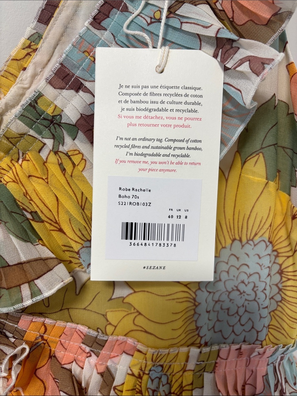 Sezane NWT Pleated Floral Ruffle Midi Dress. Rachelle Dress in Boho 70s print - Picture 4 of 12
